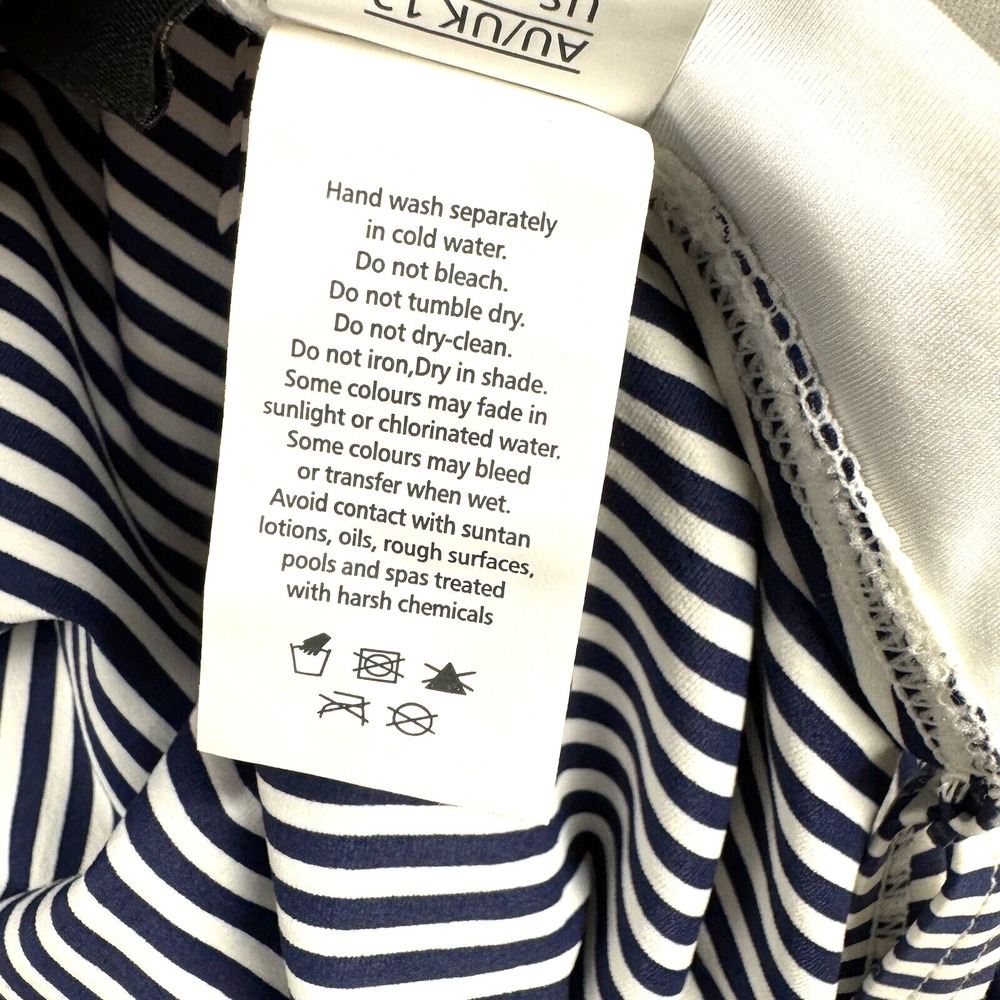 Nip Tuck Twist Front Swimsuit One Piece 8 Navy Blue White Stripes Multi Fit cup‎ - Picture 15 of 16